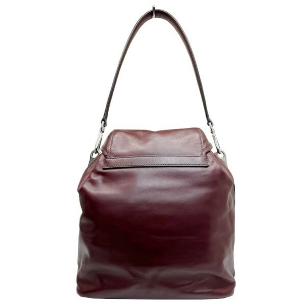 Prada SOFT CALF One Shoulder Hobo Bag Shoulder Bordeaux Red Wine Red GRANATO
